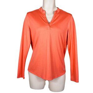 Womens Reel Legends Freeline Sz L Orange/Peach V-Neck Long Sleeve Activewear Top